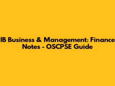 IB Business & Management: Finance Notes - OSCPSE Guide