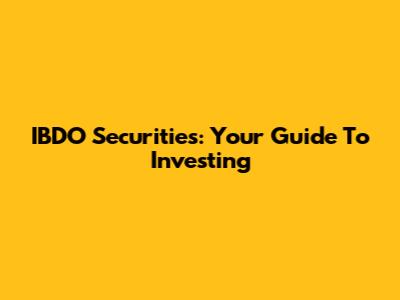 IBDO Securities: Your Guide To Investing