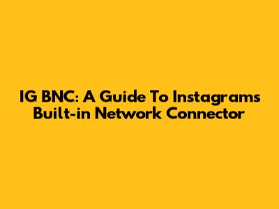 IG BNC: A Guide To Instagram's Built-in Network Connector