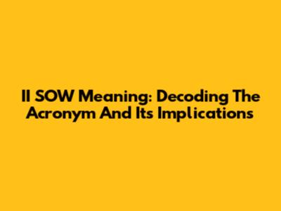 II SOW Meaning: Decoding The Acronym And Its Implications