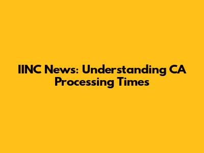 IINC News: Understanding CA Processing Times