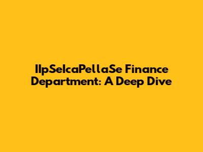 IIpSeIcaPellaSe Finance Department: A Deep Dive