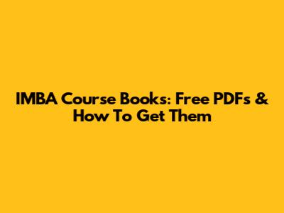 IMBA Course Books: Free PDFs & How To Get Them