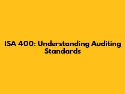 ISA 400: Understanding Auditing Standards