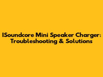ISoundcore Mini Speaker Charger: Troubleshooting & Solutions