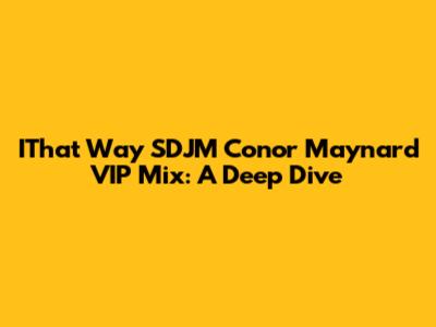 IThat Way SDJM Conor Maynard VIP Mix: A Deep Dive
