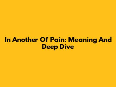 In Another Of Pain: Meaning And Deep Dive