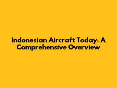 Indonesian Aircraft Today: A Comprehensive Overview