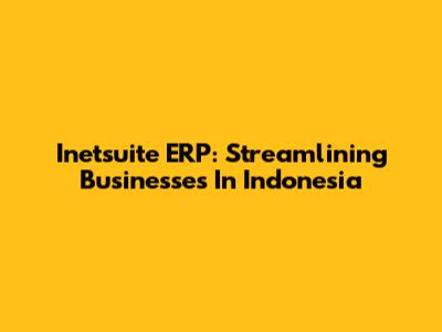 Inetsuite ERP: Streamlining Businesses In Indonesia