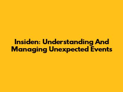 Insiden: Understanding And Managing Unexpected Events