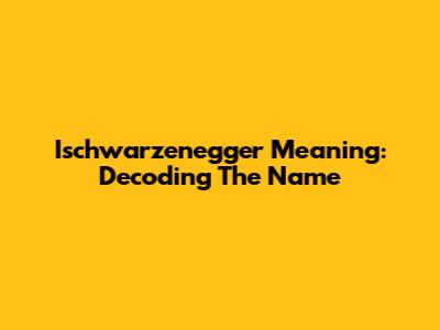 Ischwarzenegger Meaning: Decoding The Name