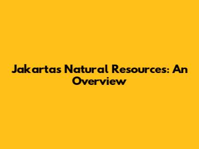 Jakarta's Natural Resources: An Overview