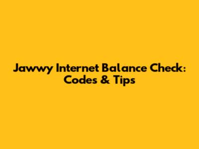 Jawwy Internet Balance Check: Codes & Tips