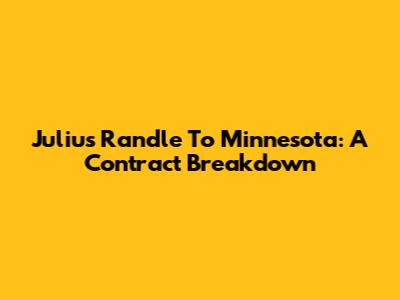 Julius Randle To Minnesota: A Contract Breakdown