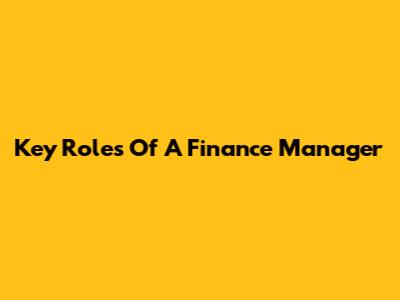 Key Roles Of A Finance Manager