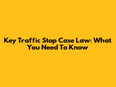 Key Traffic Stop Case Law: What You Need To Know