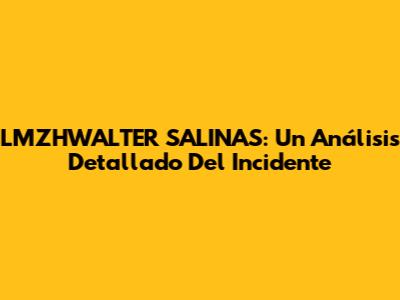 LMZHWALTER SALINAS: Un Análisis Detallado Del Incidente