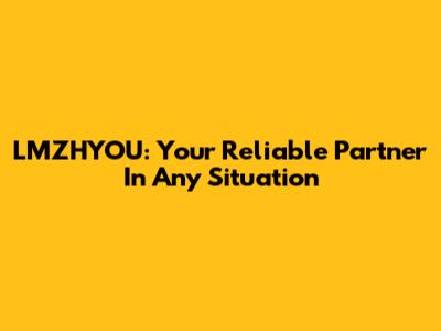 LMZHYOU: Your Reliable Partner In Any Situation