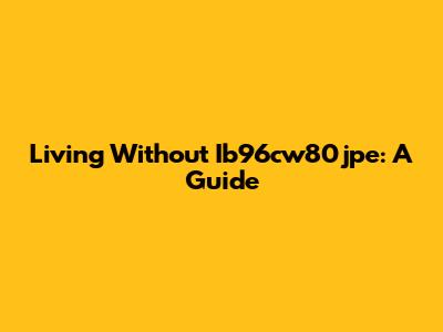 Living Without Ib96cw80jpe: A Guide