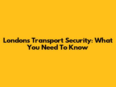 London's Transport Security: What You Need To Know