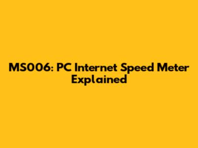 MS006: PC Internet Speed Meter Explained