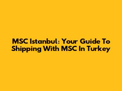 MSC Istanbul: Your Guide To Shipping With MSC In Turkey