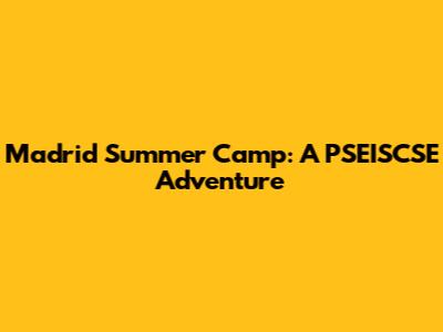 Madrid Summer Camp: A PSEISCSE Adventure
