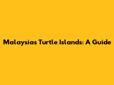 Malaysia's Turtle Islands: A Guide