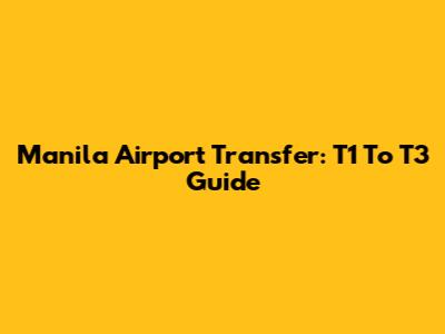 Manila Airport Transfer: T1 To T3 Guide