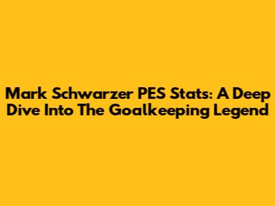 Mark Schwarzer PES Stats: A Deep Dive Into The Goalkeeping Legend