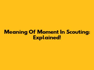 Meaning Of 'Moment' In Scouting: Explained!