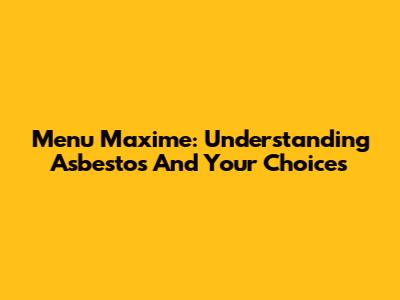 Menu Maxime: Understanding Asbestos And Your Choices