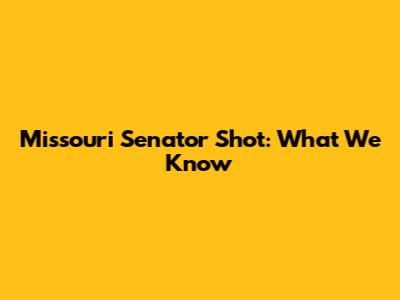 Missouri Senator Shot: What We Know