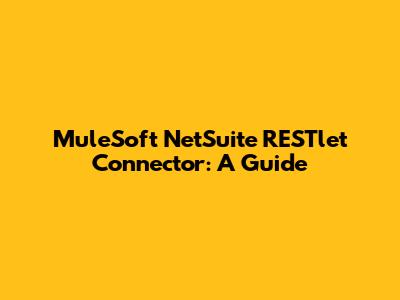 MuleSoft NetSuite RESTlet Connector: A Guide
