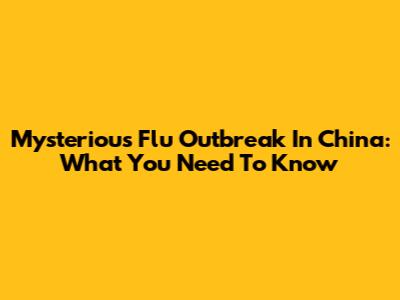 Mysterious Flu Outbreak In China: What You Need To Know