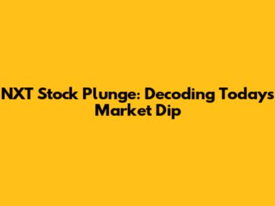 NXT Stock Plunge: Decoding Today's Market Dip