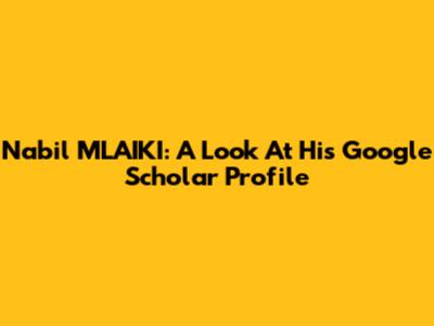 Nabil MLAIKI: A Look At His Google Scholar Profile