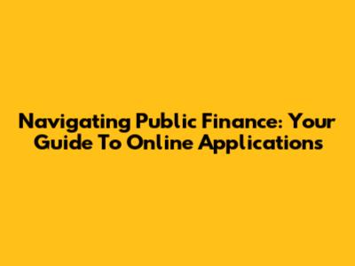 Navigating Public Finance: Your Guide To Online Applications