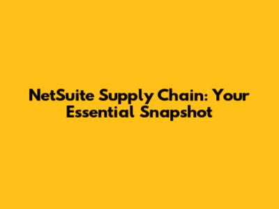 NetSuite Supply Chain: Your Essential Snapshot