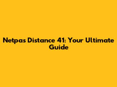 Netpas Distance 41: Your Ultimate Guide