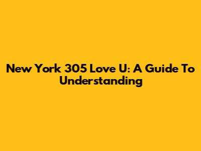 New York 305 Love U: A Guide To Understanding