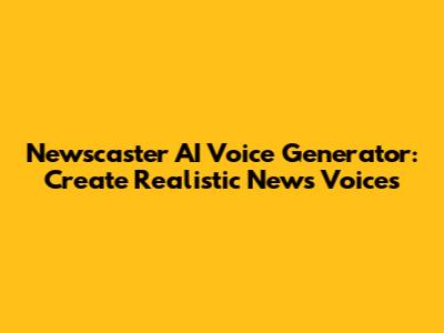 Newscaster AI Voice Generator: Create Realistic News Voices