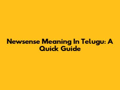 Newsense Meaning In Telugu: A Quick Guide