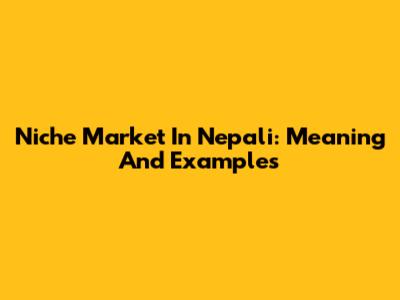 Niche Market In Nepali: Meaning And Examples