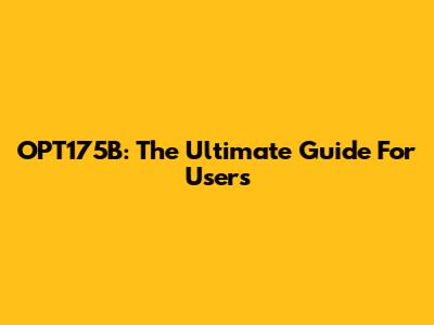 OPT175B: The Ultimate Guide For Users