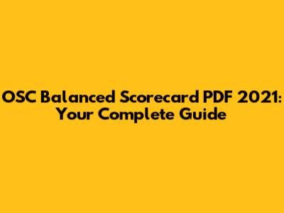 OSC Balanced Scorecard PDF 2021: Your Complete Guide