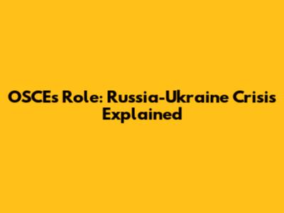 OSCE's Role: Russia-Ukraine Crisis Explained