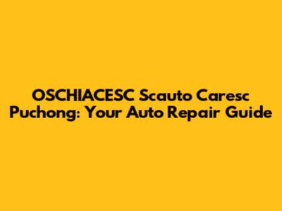 OSCHIACESC Scauto Caresc Puchong: Your Auto Repair Guide