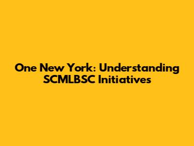 One New York: Understanding SCMLBSC Initiatives
