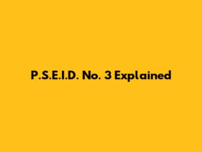 P.S.E.I.D. No. 3 Explained